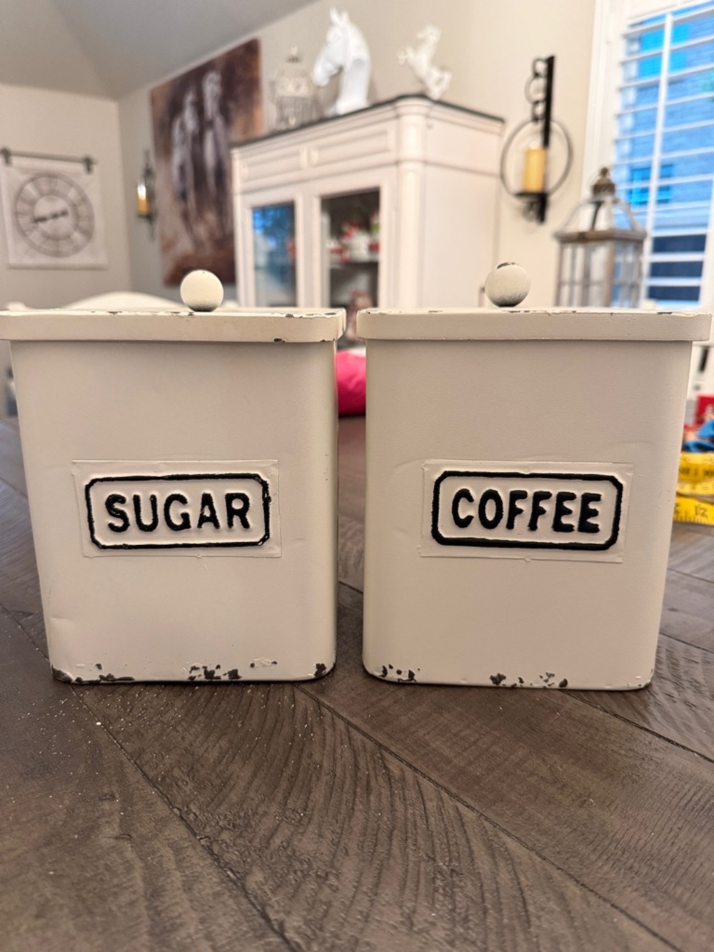 White Vintage-Style Sugar & Coffee Canister Set - 2 Piece